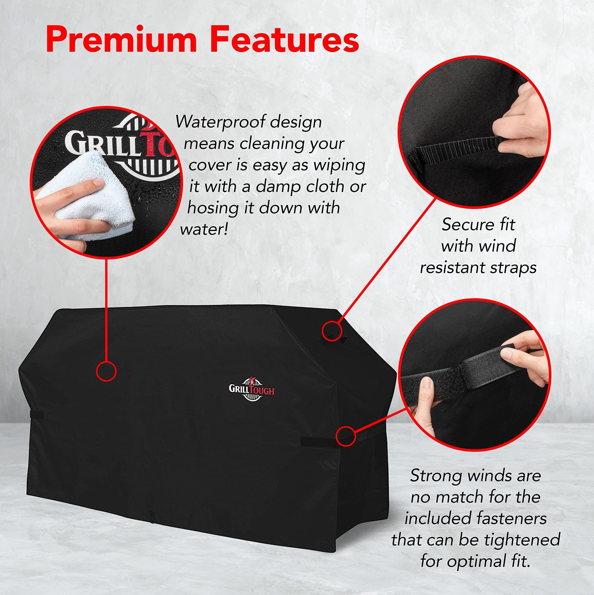 GrillTough Heavy Duty Griddle Cover for Outdoor Griddle, Fits 36 Inch Griddle – Waterproof, Weather Resistant, UV & Fade Resistant with Adjustable Straps – BBQ Cover for Flat Grill, Black - CookCave