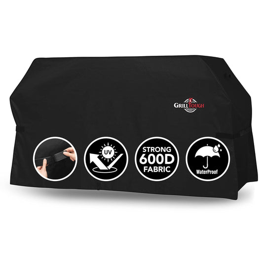 GrillTough Heavy Duty Griddle Cover for Outdoor Griddle, Fits 36 Inch Griddle – Waterproof, Weather Resistant, UV & Fade Resistant with Adjustable Straps – BBQ Cover for Flat Grill, Black - CookCave