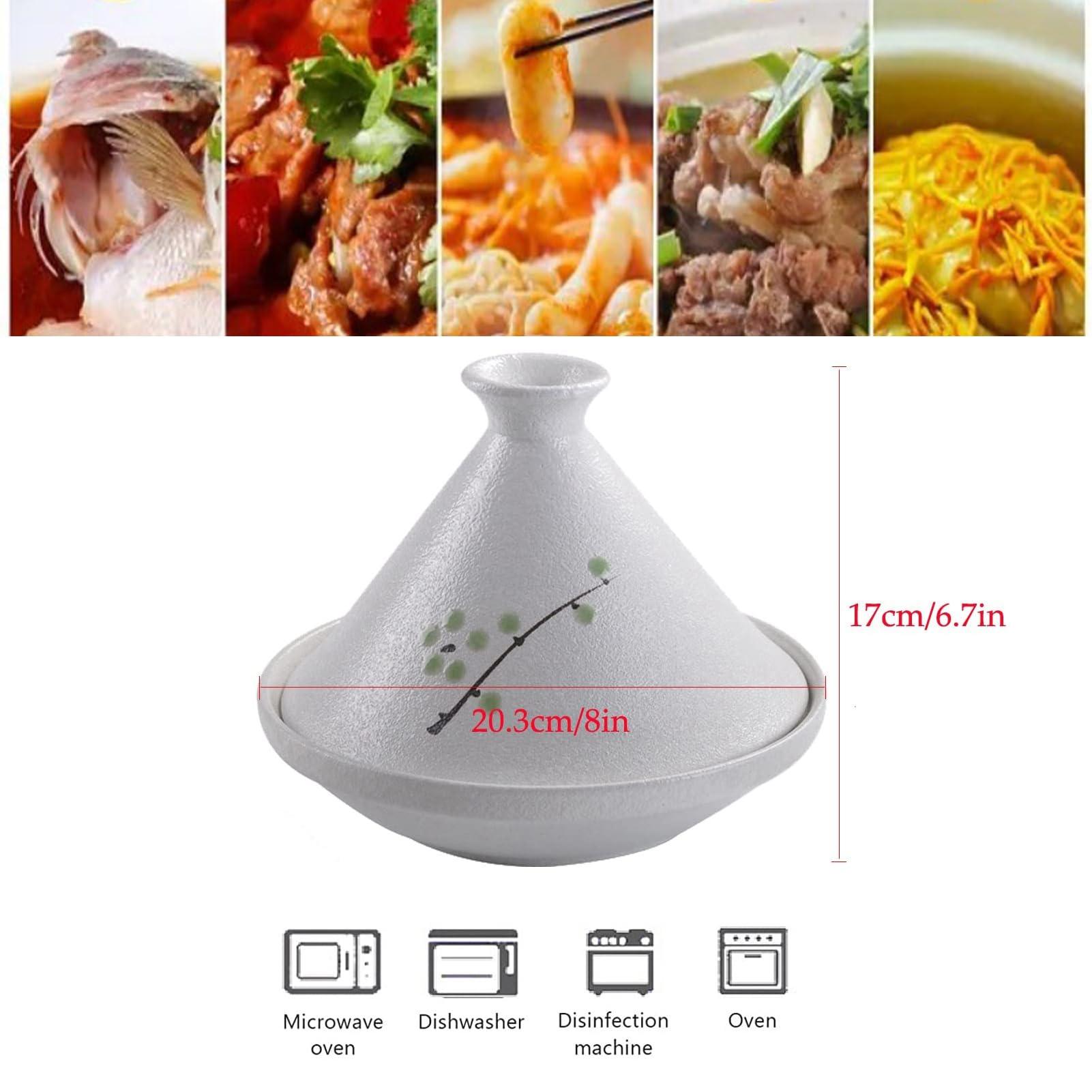 Hand Painted Ceramic Tagine Pot Handmade Moroccan Tagine Pot Non Stick Soup Pot Slow Cooker With Cone-Shaped Closed Lid For Casserole Dish,#2 - CookCave