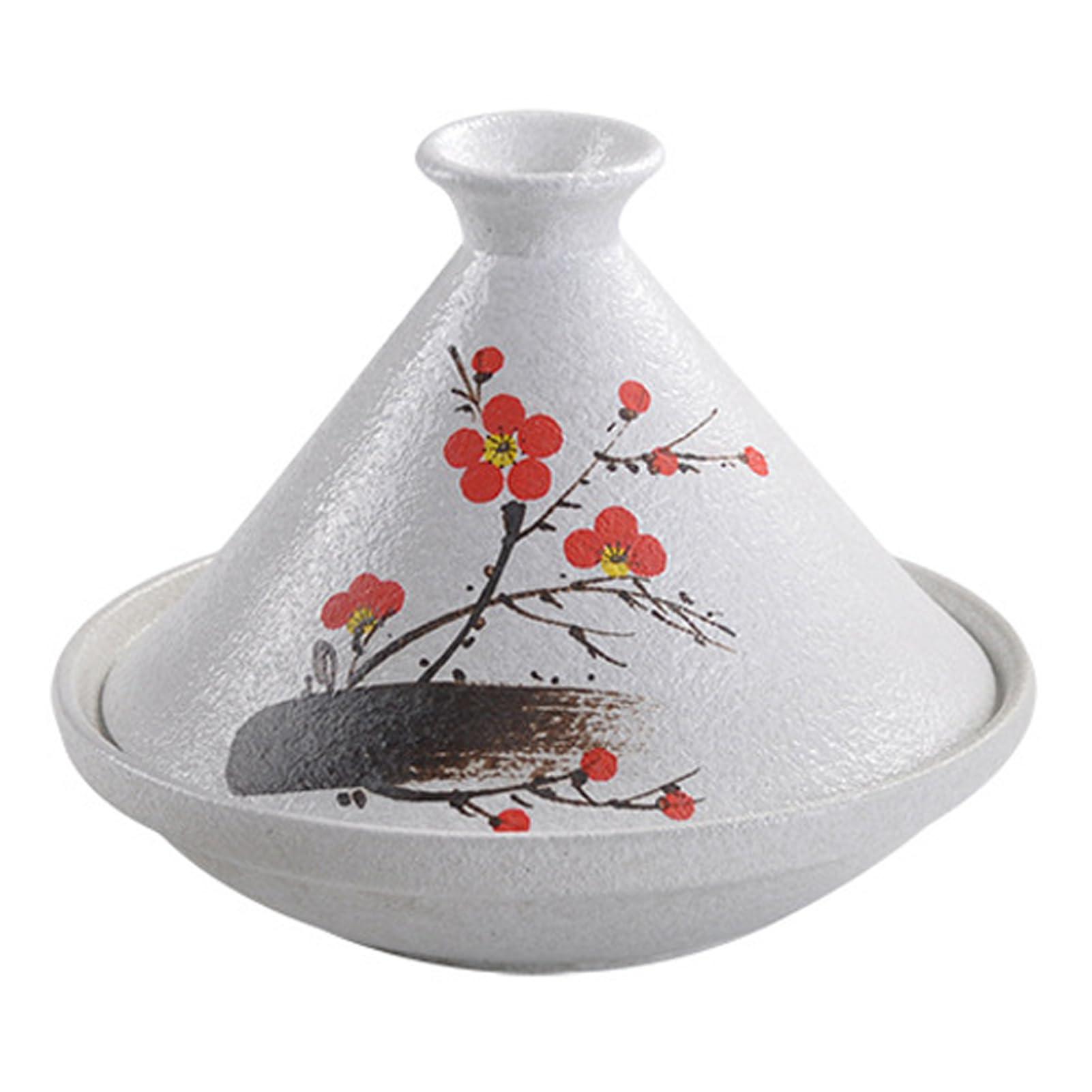 Hand Painted Ceramic Tagine Pot Handmade Moroccan Tagine Pot Non Stick Soup Pot Slow Cooker With Cone-Shaped Closed Lid For Casserole Dish,#2 - CookCave