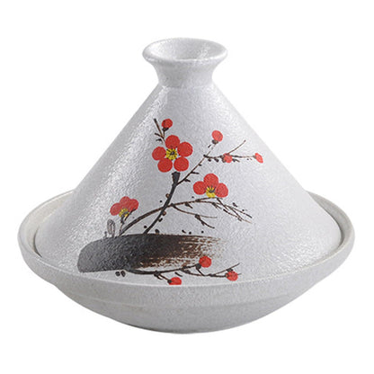 Hand Painted Ceramic Tagine Pot Handmade Moroccan Tagine Pot Non Stick Soup Pot Slow Cooker With Cone-Shaped Closed Lid For Casserole Dish,#2 - CookCave