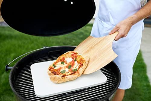 HANS GRILL PIZZA STONE | Rectangular Pizza Stone For Oven Baking & BBQ Grilling With Free Wooden Peel | Extra Large 15 x 12" Inch Durable Cordierite Cooking Stone. - CookCave