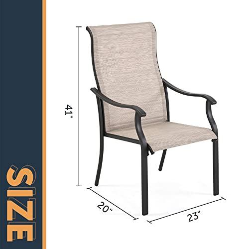 HAPPATIO Patio Dining Chairs Set of 4, Outdoor Textilene Dining Chairs with High Back, Patio Furniture Chairs with Armrest, Brown Frame (Brown) - CookCave