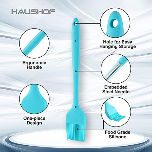 HAUSHOF Silicone Basting Pastry Brush, Heat Resistant Pastry Brush Set, One-Piece Design, Perfect for Baking, Grilling, Spreading Oil, Butter, BBQ Sauce, or Marinade, Dishwasher Safe - CookCave