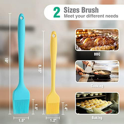HAUSHOF Silicone Basting Pastry Brush, Heat Resistant Pastry Brush Set, One-Piece Design, Perfect for Baking, Grilling, Spreading Oil, Butter, BBQ Sauce, or Marinade, Dishwasher Safe - CookCave