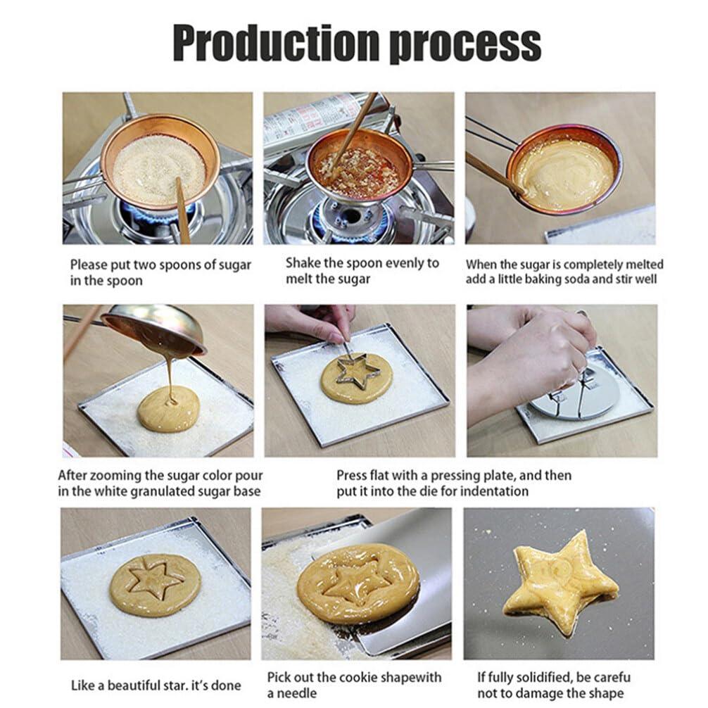 HOLIDYOYO 6pcs Korean Dalgona Kit Sugar Candy Making Tools Set Stainless Steel Cookie Cutter Baking Molds DIY Biscuit Tools Korean Game Biscuit Squid Candy Game Fondant Mold - CookCave