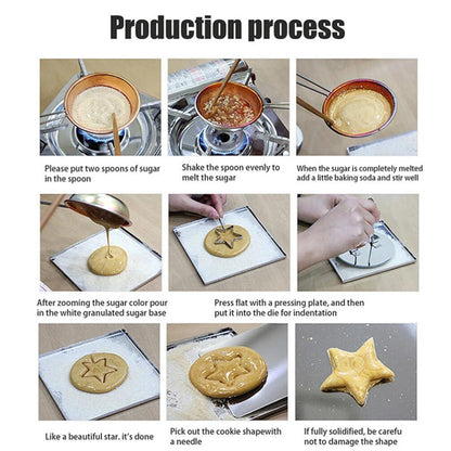 HOLIDYOYO 6pcs Korean Dalgona Kit Sugar Candy Making Tools Set Stainless Steel Cookie Cutter Baking Molds DIY Biscuit Tools Korean Game Biscuit Squid Candy Game Fondant Mold - CookCave