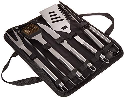 Home-Complete BBQ Grill Tool Set- Stainless Steel Barbecue Grilling Accessories with 7 Utensils and Carrying Case, Includes Spatula, Tongs, Knife,Silver - CookCave
