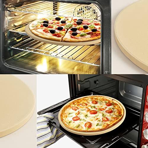 homEdge Pizza Stone Set, Heavy Duty Round Cordierite Baking Stone for Bread, Pizza, Thermal Shock Resistant Cooking Stone with Bamboo Pizza Peel Paddle for Oven and Grill-12 Inches (Diameter) - CookCave