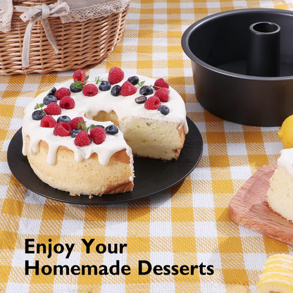 HONGBAKE Angel Food Cake Pan with Removable Bottom, 10 Inch Tube Pan, Nonstick Pound Cake Pans for Baking, Chiffon Cake Mold, 16-Cup, Heavy Duty - Dark Grey - CookCave