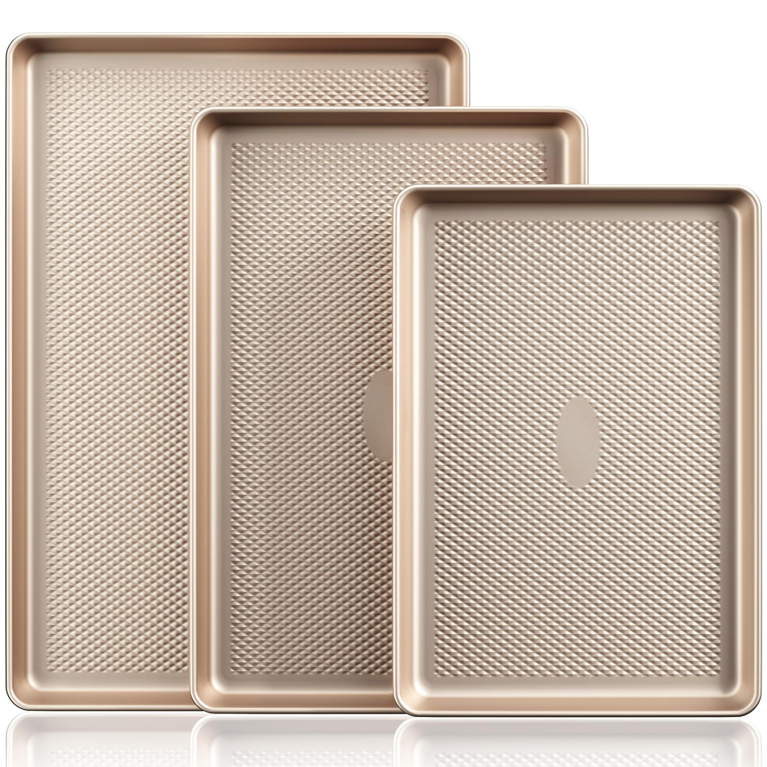 HONGBAKE Baking Sheet Pan Set, Cookie Sheets for Oven, Nonstick Half/Q ...