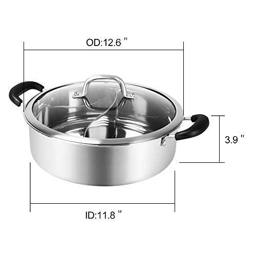Hot Pot with Divider, Shabu Shabu Hot Pots Food Grade Stainless Steel Chinese Dual Sided Pot Set for Induction Cooktop Gas Stove - CookCave
