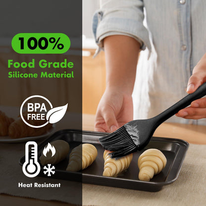 HOTEC Basting Brushes Silicone Heat Resistant Pastry Brushes Spread Oil Butter Sauce Marinades for BBQ Grill Barbecue Baking Kitchen Cooking BPA Free Dishwasher Safe (Black 2) - CookCave