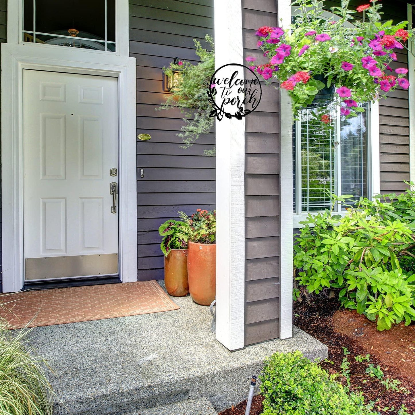 Hotop Welcome to Our Porch Metal Sign Black 11.8 Inch Wall Hanging Decor for Kitchen Farmhouse Home Office Wall Outdoor Decoration Supplies - CookCave