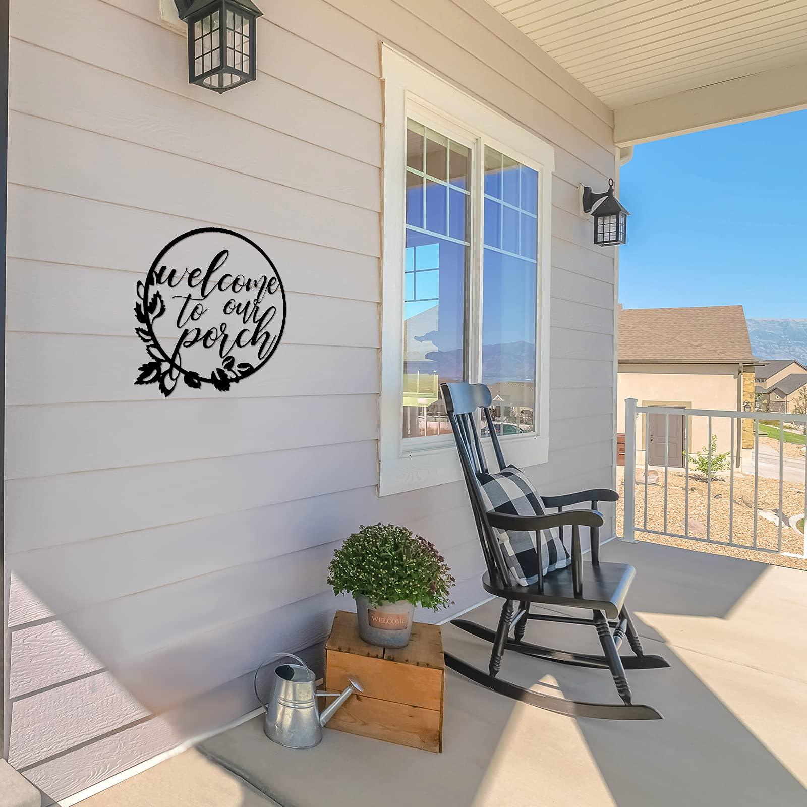 Hotop Welcome to Our Porch Metal Sign Black 11.8 Inch Wall Hanging Decor for Kitchen Farmhouse Home Office Wall Outdoor Decoration Supplies - CookCave