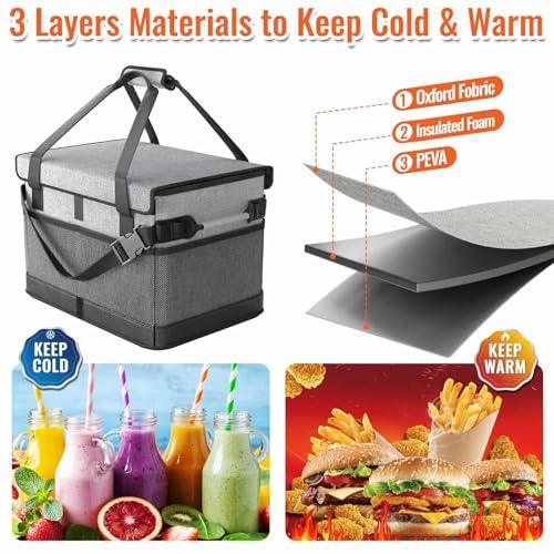 HULISEN Large Grill Caddy with Lid and Paper Towel Holder, BBQ Caddy for Outdoor Grill, Insulated Foldable Barbecue Picnic Caddy for Plates, Utensils, Camping Supplies, Travel or RV, Camper Must Haves - CookCave