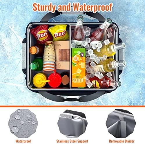 HULISEN Large Grill Caddy with Lid and Paper Towel Holder, BBQ Caddy for Outdoor Grill, Insulated Foldable Barbecue Picnic Caddy for Plates, Utensils, Camping Supplies, Travel or RV, Camper Must Haves - CookCave