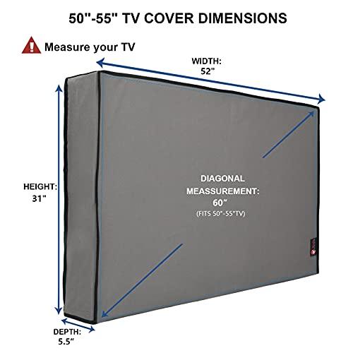 iBirdie Outdoor Waterproof and Weatherproof TV Cover for 55 inch Outside Flat Screen TV - Cover Size 52''W x 31''H x 5.5''D - Grey - CookCave