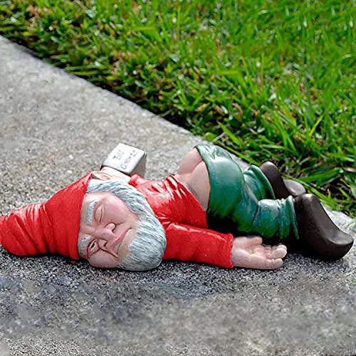 IcyAits Funny Drunk Dwarf Garden Gnome Statues Decoration, Creative Statue Resin Sculpture Novelty Gift for Outdoor Indoor Patio Yard Lawn Porch Ornament Decor - CookCave