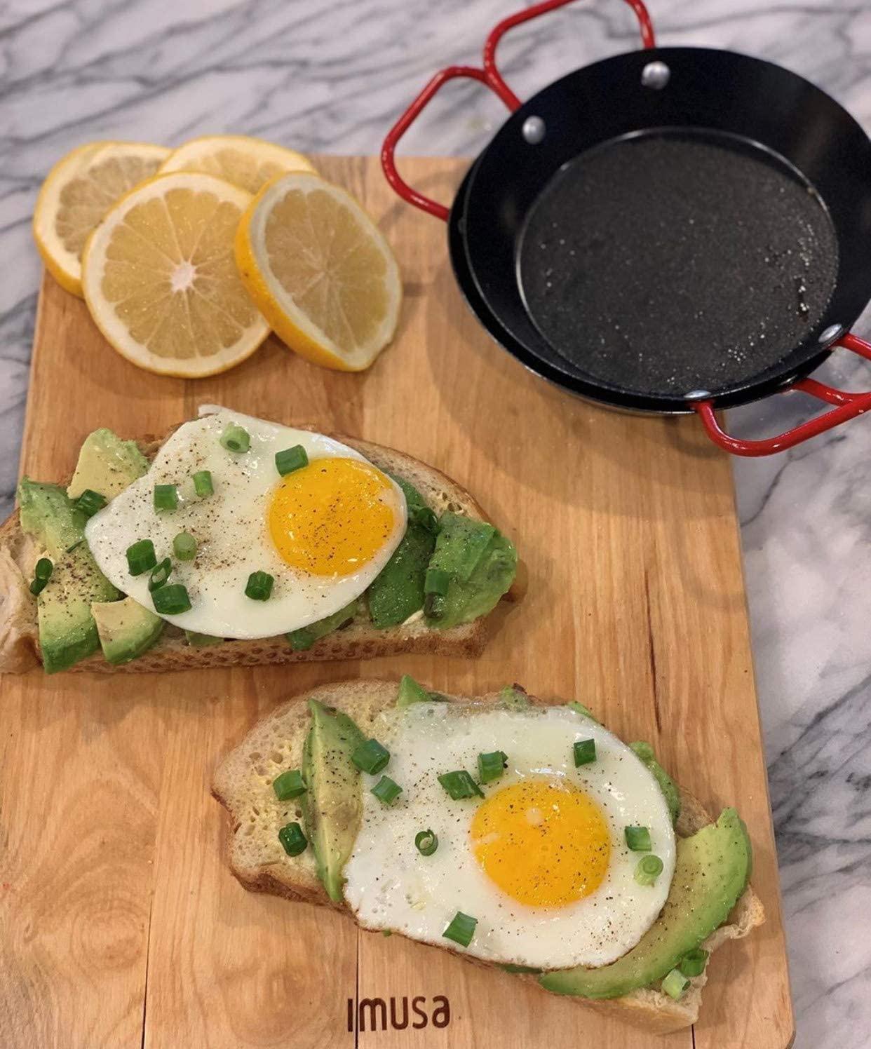 IMUSA USA Paella Pan, 6", Black with Red Handles - CookCave