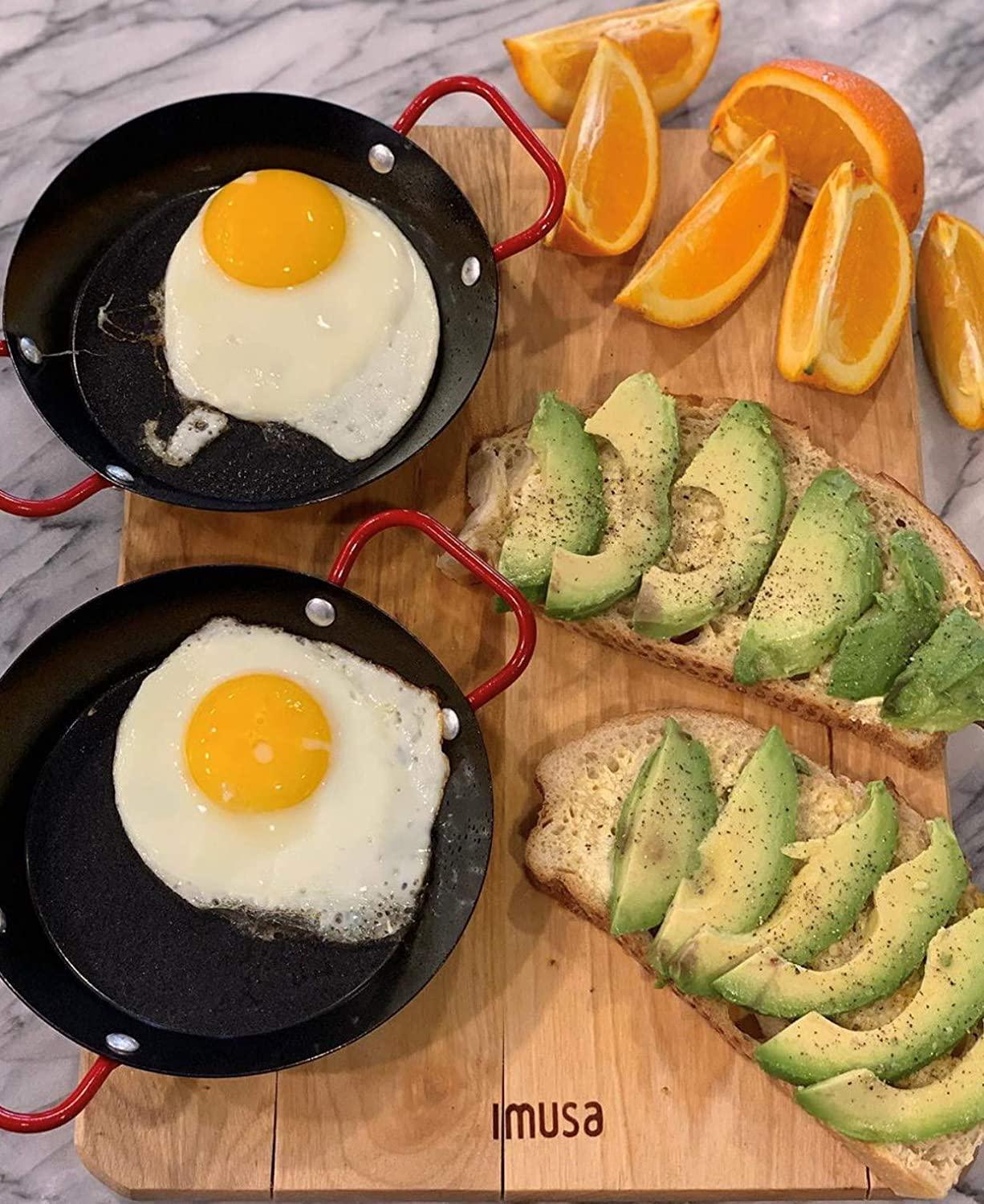 IMUSA USA Paella Pan, 6", Black with Red Handles - CookCave