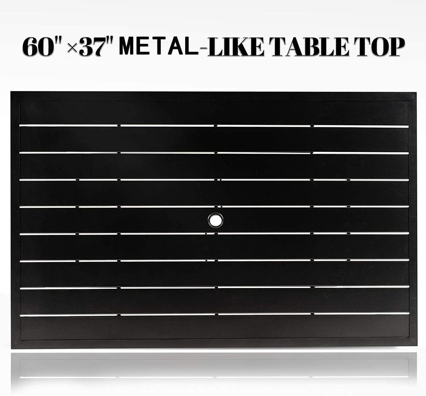 Incbruce 7 Piece Outdoor Dining Set Wrought Iron Patio Dining Set, Dining Furniture Set (6 Swivel Dining Chairs and 1 Rectangular Table with 1.57" Umbrella Hole)-Metal Tabletop - CookCave