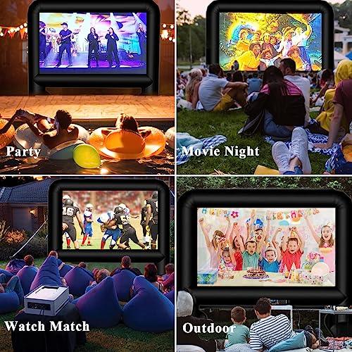 Inflatable Movie Screen, 15FT Blow up Movie Screen Outdoor Support Front & Rear Projector Screen Outside for Backyard Outdoor Movie Night Barbecue Pool Party Super Bowl Party with Blower and Carry Bag - CookCave