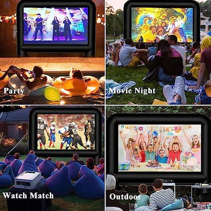 Inflatable Movie Screen, 15FT Blow up Movie Screen Outdoor Support Front & Rear Projector Screen Outside for Backyard Outdoor Movie Night Barbecue Pool Party Super Bowl Party with Blower and Carry Bag - CookCave