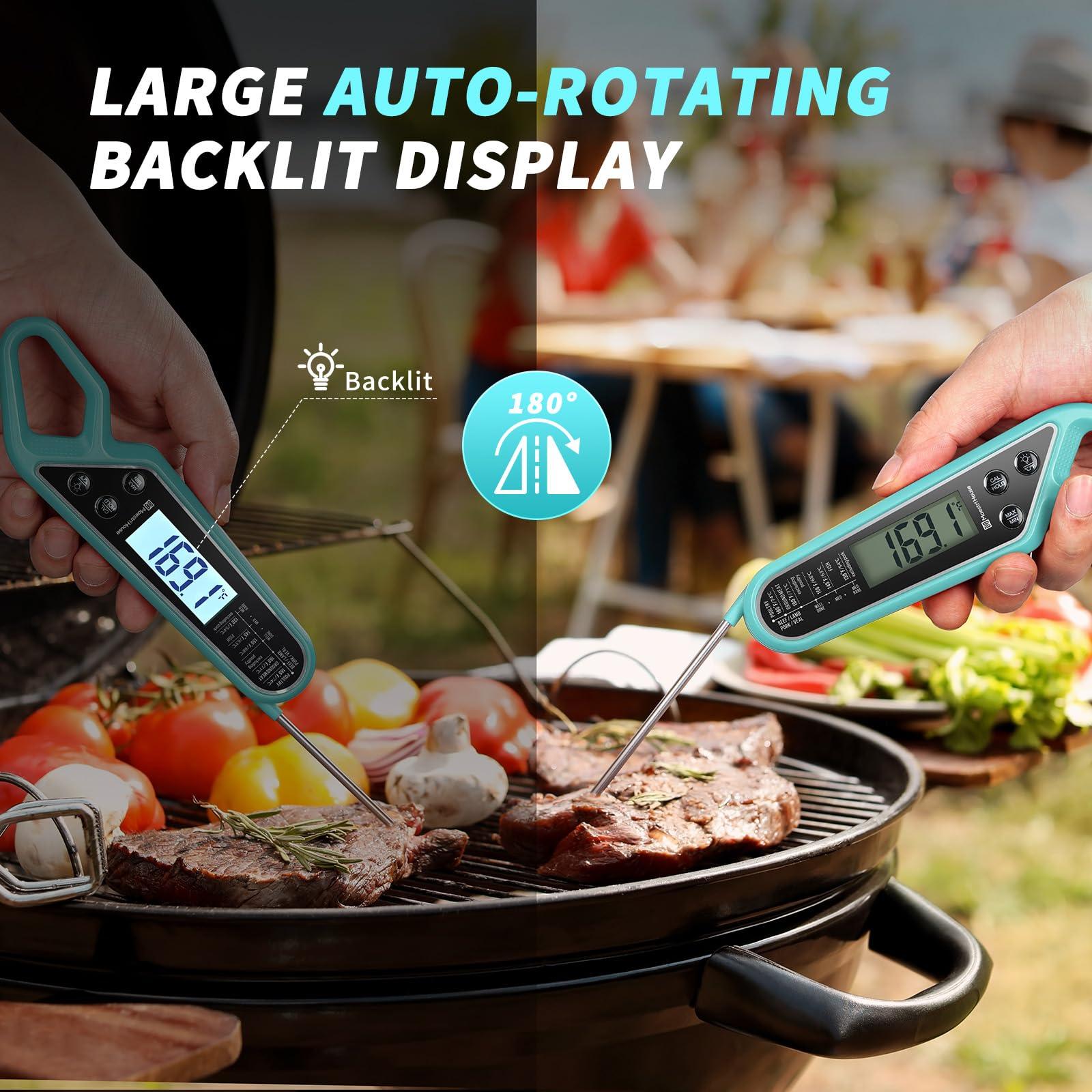Instant Read Meat Thermometer for Cooking, Maestri House Digital Waterproof Food Thermometer with Backlight, Magnet, Calibration and Foldable Probe for Grill, Kitchen, Baking, BBQ, Candy - CookCave