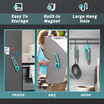 Instant Read Meat Thermometer for Cooking, Maestri House Digital Waterproof Food Thermometer with Backlight, Magnet, Calibration and Foldable Probe for Grill, Kitchen, Baking, BBQ, Candy - CookCave