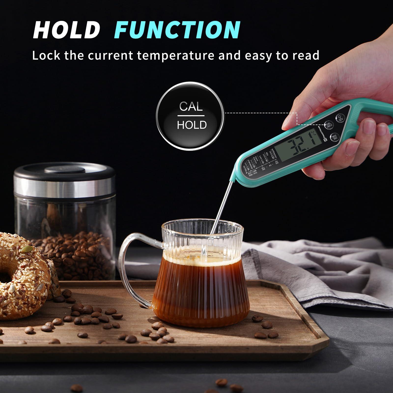 Instant Read Meat Thermometer for Cooking, Maestri House Digital Waterproof Food Thermometer with Backlight, Magnet, Calibration and Foldable Probe for Grill, Kitchen, Baking, BBQ, Candy - CookCave