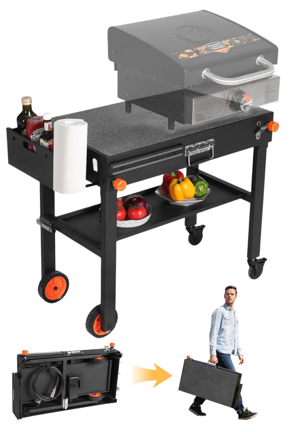 JiRiCHMi Outdoor Grill Table,Blackstone Griddle Stand,BBQ Prep Table W ...