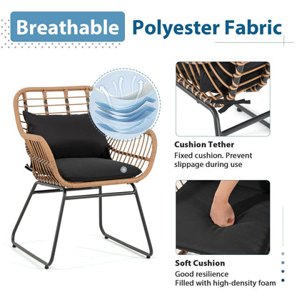 JOIVI Outdoor Wicker Chairs, 2 Pieces Patio Rattan Dining Chairs with Cushions for Outside Lawn, Garden, Backyard (Set of 2) - CookCave