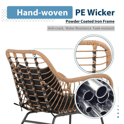 JOIVI Outdoor Wicker Chairs, 2 Pieces Patio Rattan Dining Chairs with Cushions for Outside Lawn, Garden, Backyard (Set of 2) - CookCave