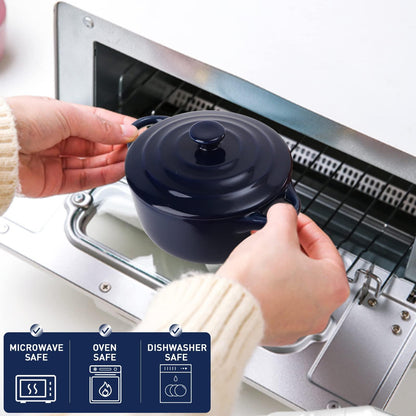 Jucoan 4 Pack Porcelain Ramekins with Lid, 8 oz Round Souffle Creme Brulee Dishes, Mini Casserole Dish for Baking, Oven Safe, 4 Colors - CookCave