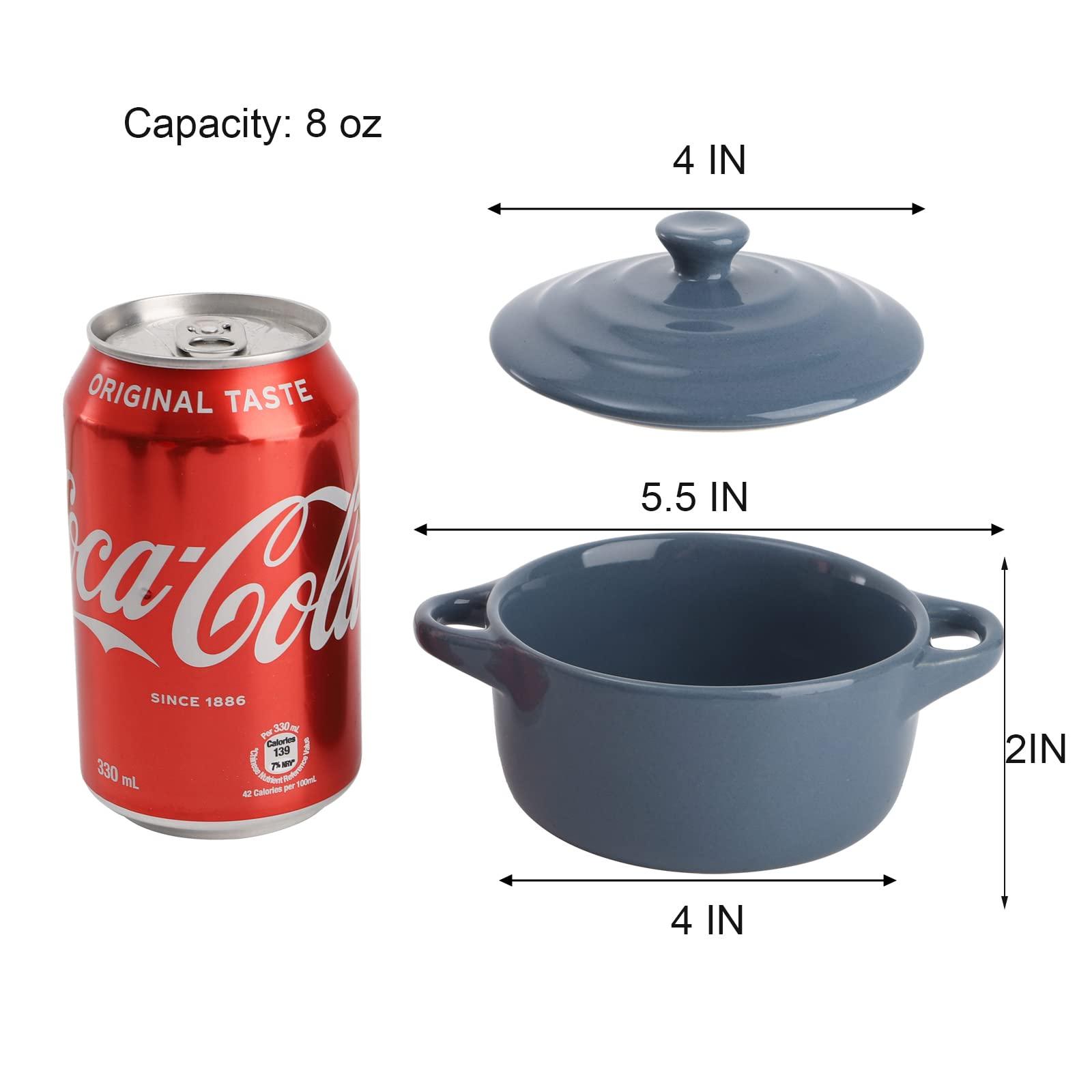 Jucoan 4 Pack Porcelain Ramekins with Lid, 8 oz Round Souffle Creme Brulee Dishes, Mini Casserole Dish for Baking, Oven Safe, 4 Colors - CookCave