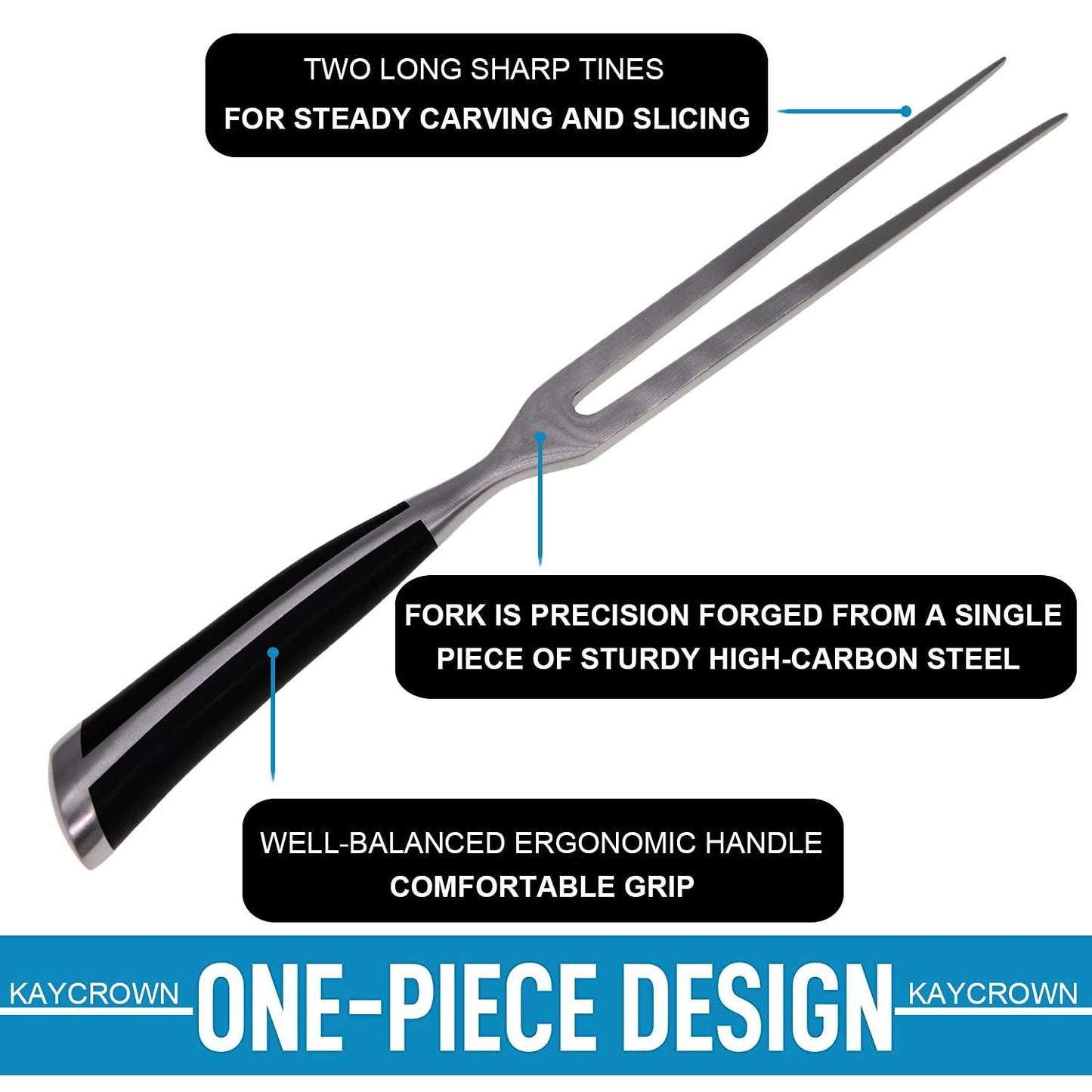 Kaycrown Stainless Steel Carving Fork For Meat Cook Forks Meat Fork BBQ Fork Barbecue Tools Carving Meat Fork Pasta Fork With Comfortable Handle - CookCave