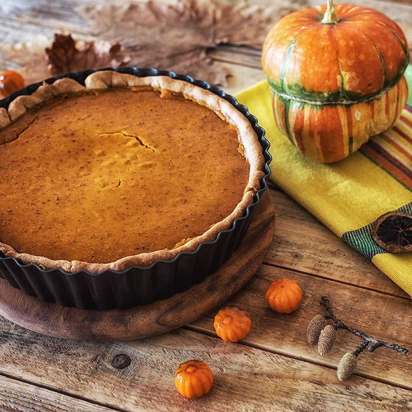 Kazozobi 2 Pack Nonstick Tart Pan, Quiche Pan, Carbon Steel Deep-dish Pie Pan with Removable Loose Bottom (11 In) - CookCave