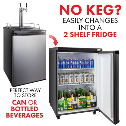 Kegco HBK209S-2 Keg Dispenser, stainless steel,2 Faucet without Kegs - CookCave