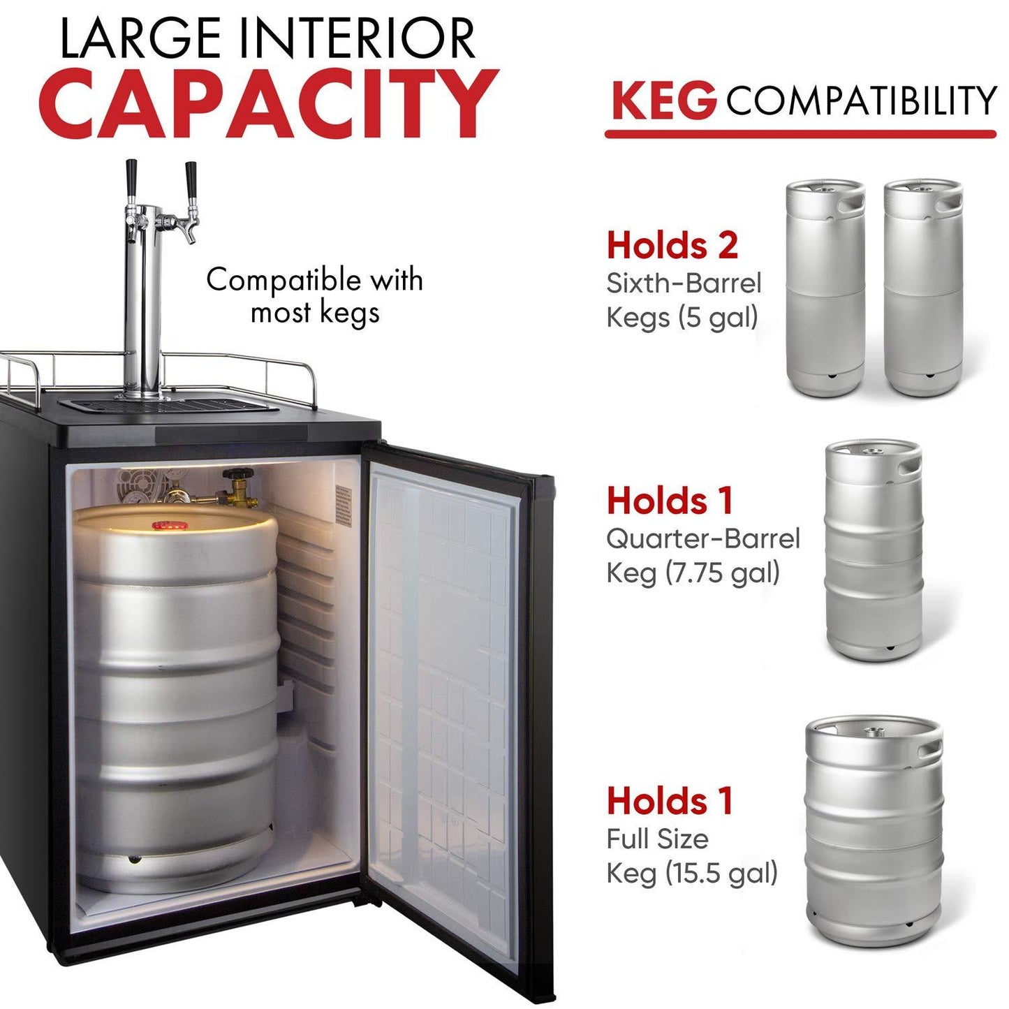 Kegco HBK209S-2 Keg Dispenser, stainless steel,2 Faucet without Kegs - CookCave