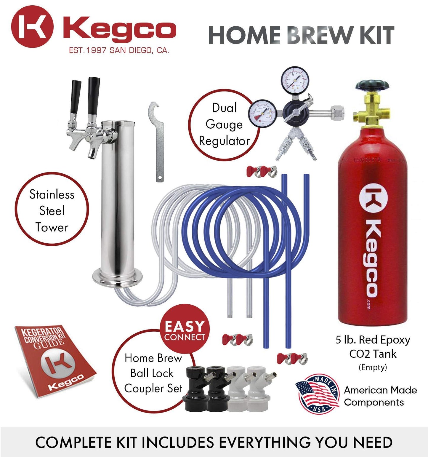 Kegco HBK209S-2 Keg Dispenser, stainless steel,2 Faucet without Kegs - CookCave