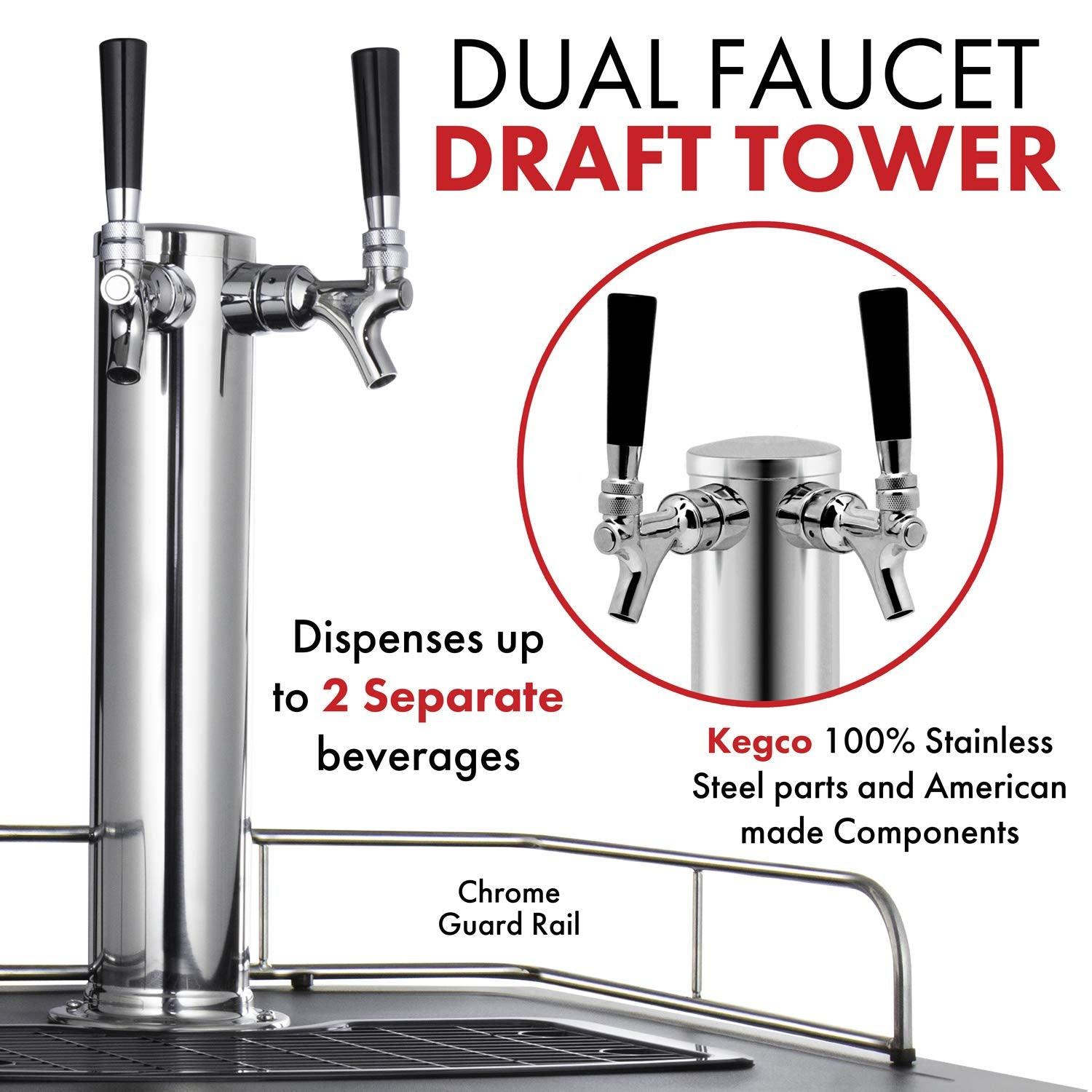 Kegco HBK209S-2 Keg Dispenser, stainless steel,2 Faucet without Kegs - CookCave