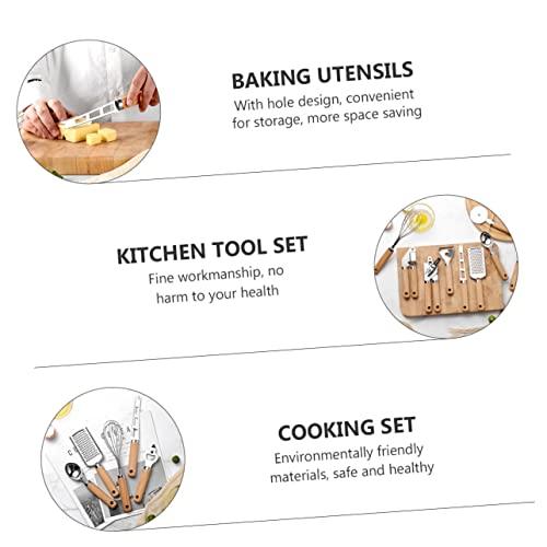 KICHOUSE 1 Set 9pcs Baking Tool Set Kitchen Tableware Stainless Steel Cooking Utensils Spatula Non Stick Cookware Wooden Handle Baking Utensils Stainless Steel Kitchen Utensils Spaghetti - CookCave