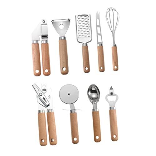 KICHOUSE 1 Set 9pcs Baking Tool Set Kitchen Tableware Stainless Steel Cooking Utensils Spatula Non Stick Cookware Wooden Handle Baking Utensils Stainless Steel Kitchen Utensils Spaghetti - CookCave