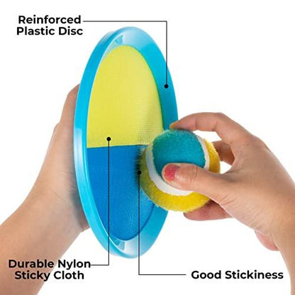 Kids Toys - Outdoor Games, Beach Toys, Toss and Ball Set with 4 Paddles and 3 Balls, Perfect Beach Games Sets Playground Sets for Backyards Easter Gifts for Kids/Adults/Family (Blue+Light Yellow) - CookCave