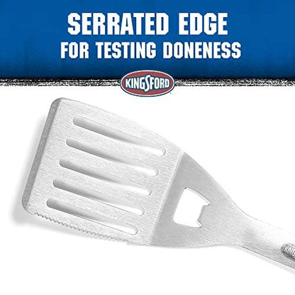 Kingsford Grill Tools Stainless Steel BBQ Spatula with Red & Black Handle| Classic Grill Spatula | Stainless Steel Grilling Tools Spatula| Kingsford Spatula for BBQ Grilling - CookCave