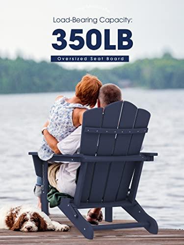 KINGYES Folding Adirondack Chair, Relaxing Stackable|Arm Rest|Ergonomic HDPE All-Weather Adirondack Chair, Navy - CookCave