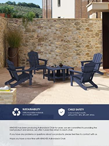 KINGYES Folding Adirondack Chair, Relaxing Stackable|Arm Rest|Ergonomic HDPE All-Weather Adirondack Chair, Navy - CookCave