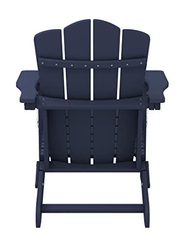 KINGYES Folding Adirondack Chair, Relaxing Stackable|Arm Rest|Ergonomic HDPE All-Weather Adirondack Chair, Navy - CookCave