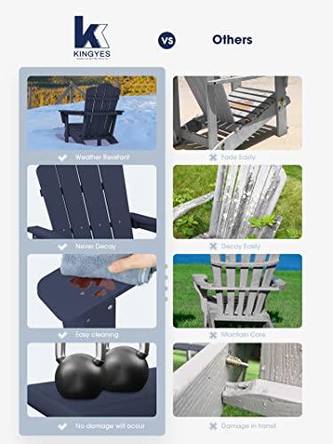 KINGYES Folding Adirondack Chair, Relaxing Stackable|Arm Rest|Ergonomic HDPE All-Weather Adirondack Chair, Navy - CookCave